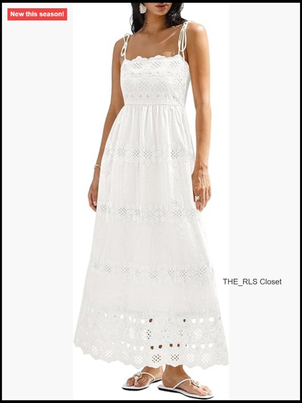 Smocked Eyelet Cotton Maxi Dress Spaghetti Strap Beach Vacation Sundress